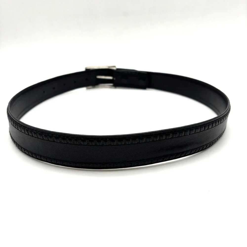 Bill Lavin Soft Collection 38461 Black Italian Calfskin Woven Trim Dress Belt 32